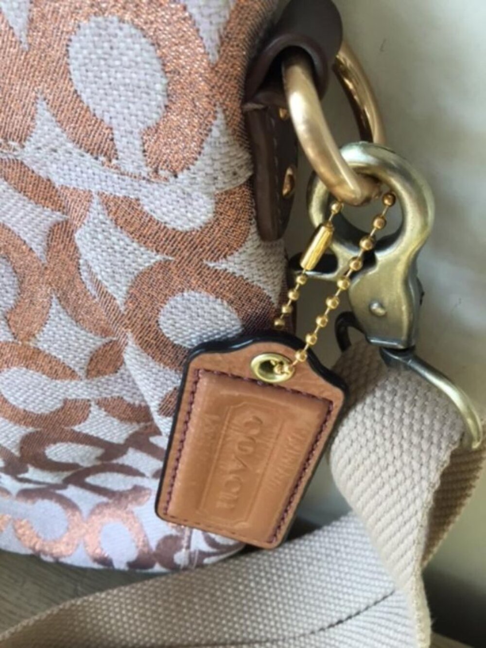 Coach Parker Op Art Swing Pak Crossbody Bag w/Metallic Rose Gold C's Monogram - Picture 3 of 6